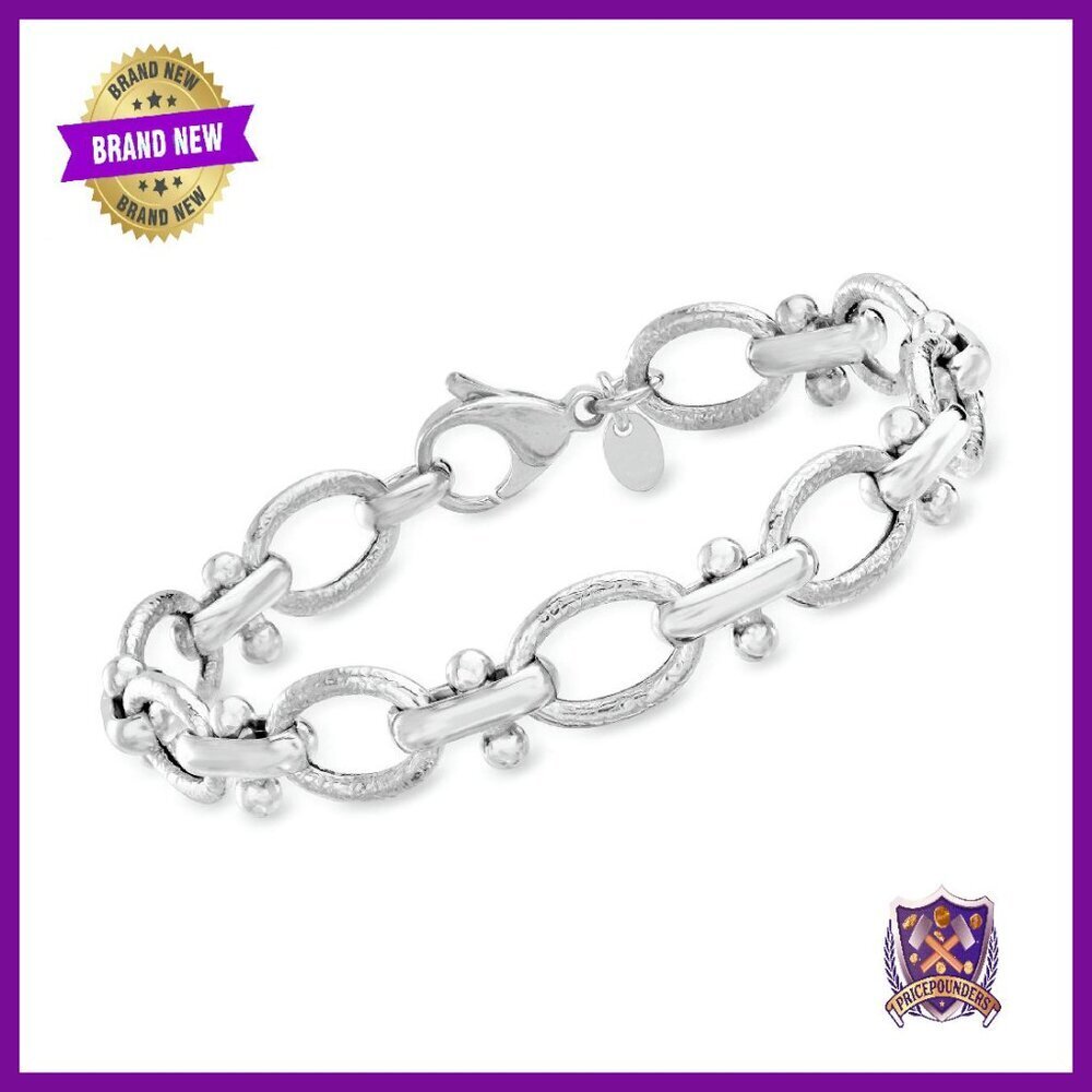 Sterling Silver Italian Link Bracelet 7.25 Inch Lobster Clasp
